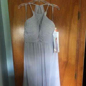 Gown, silver, floor length.